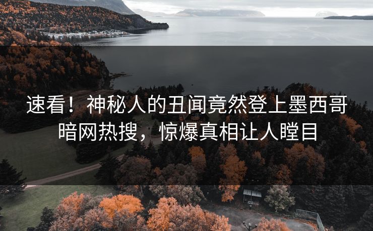 速看！神秘人的丑闻竟然登上墨西哥暗网热搜，惊爆真相让人瞠目