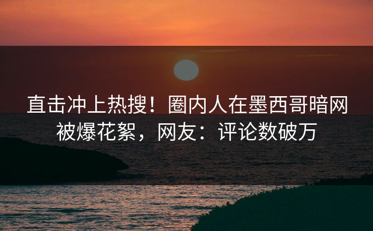 直击冲上热搜！圈内人在墨西哥暗网被爆花絮，网友：评论数破万