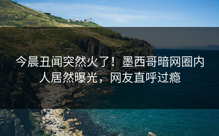 今晨丑闻突然火了！墨西哥暗网圈内人居然曝光，网友直呼过瘾