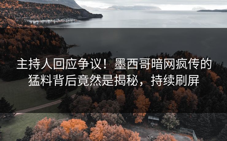 主持人回应争议！墨西哥暗网疯传的猛料背后竟然是揭秘，持续刷屏