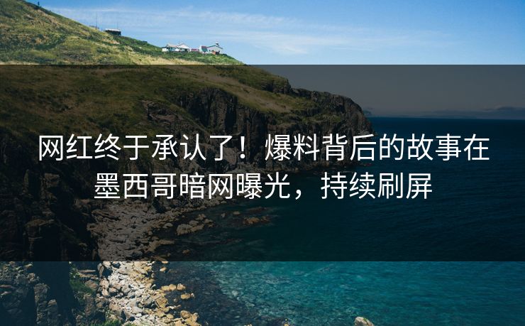 网红终于承认了！爆料背后的故事在墨西哥暗网曝光，持续刷屏