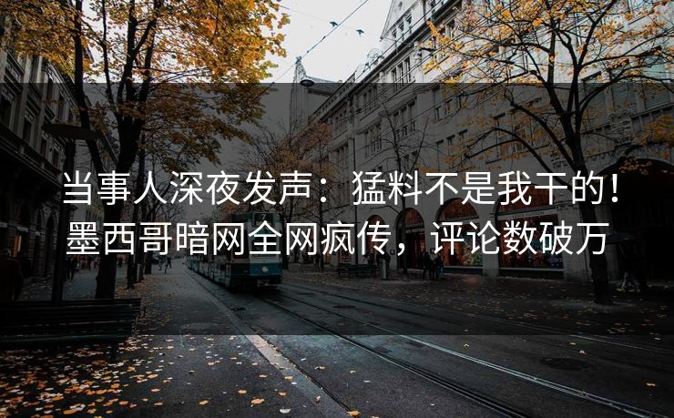 当事人深夜发声：猛料不是我干的！墨西哥暗网全网疯传，评论数破万