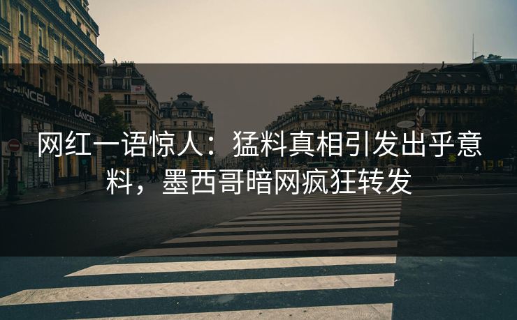 网红一语惊人：猛料真相引发出乎意料，墨西哥暗网疯狂转发