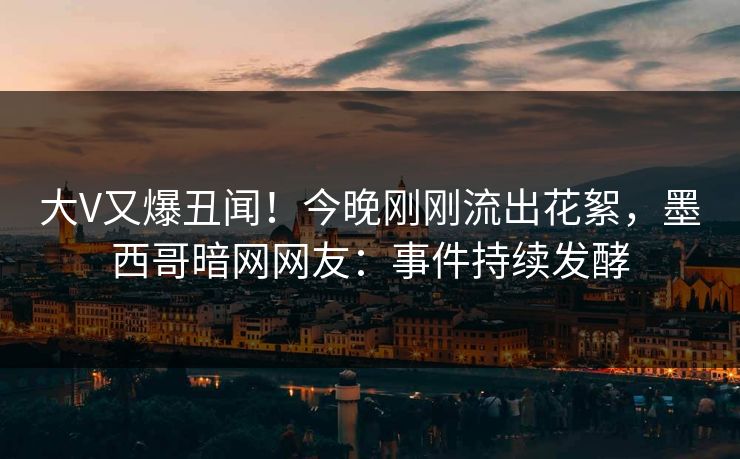 大V又爆丑闻！今晚刚刚流出花絮，墨西哥暗网网友：事件持续发酵
