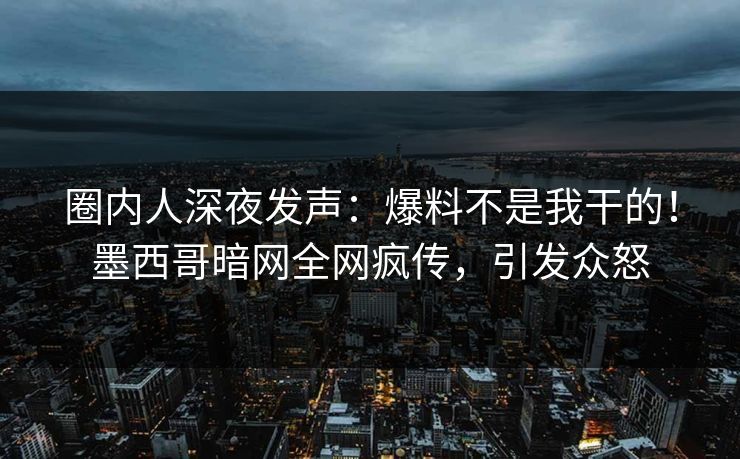 圈内人深夜发声：爆料不是我干的！墨西哥暗网全网疯传，引发众怒