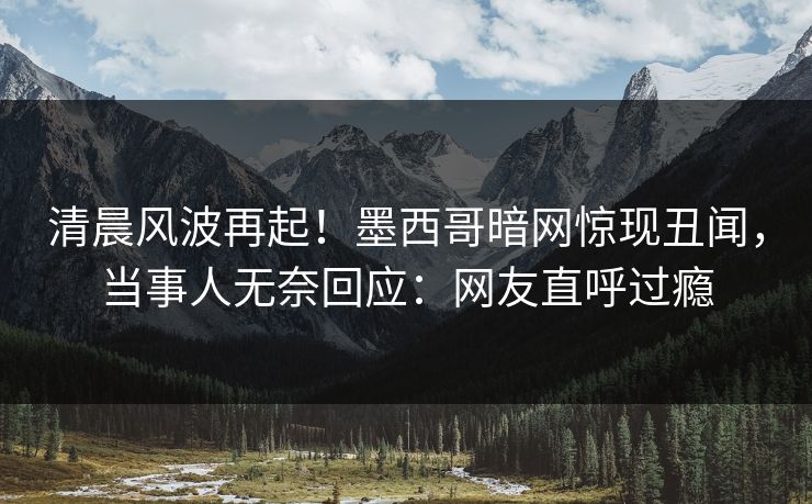 清晨风波再起！墨西哥暗网惊现丑闻，当事人无奈回应：网友直呼过瘾