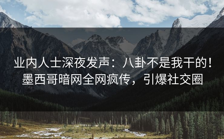 业内人士深夜发声：八卦不是我干的！墨西哥暗网全网疯传，引爆社交圈