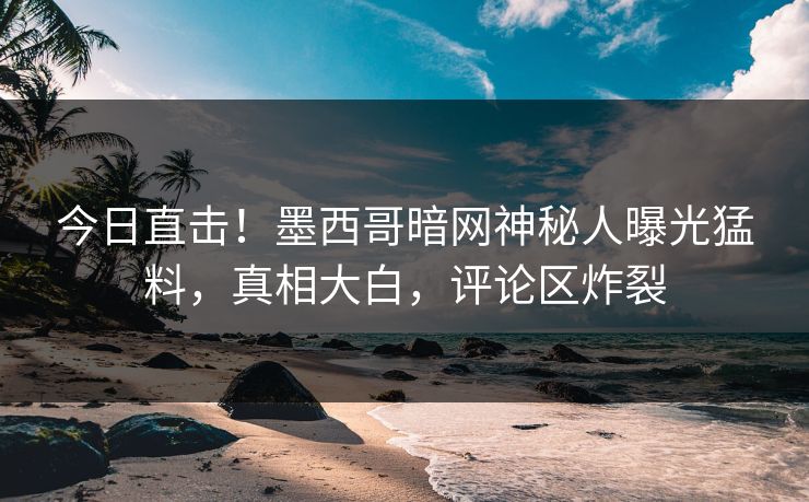今日直击！墨西哥暗网神秘人曝光猛料，真相大白，评论区炸裂