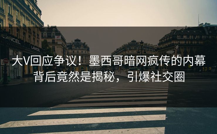 大V回应争议！墨西哥暗网疯传的内幕背后竟然是揭秘，引爆社交圈