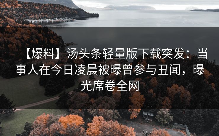 【爆料】汤头条轻量版下载突发：当事人在今日凌晨被曝曾参与丑闻，曝光席卷全网