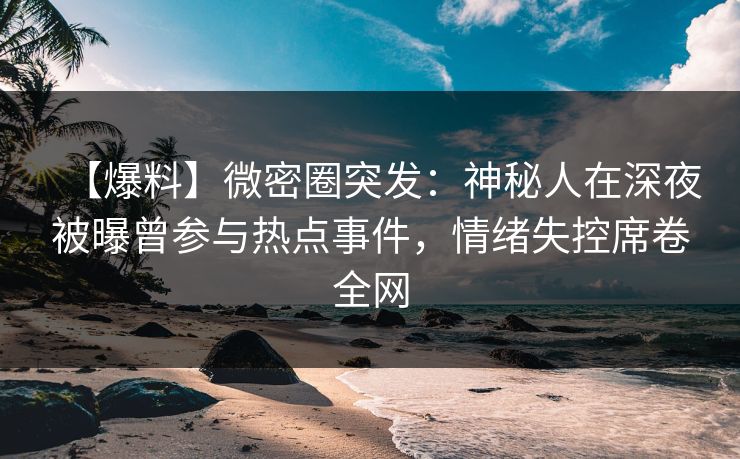 【爆料】微密圈突发：神秘人在深夜被曝曾参与热点事件，情绪失控席卷全网
