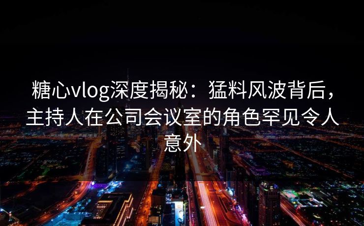 糖心vlog深度揭秘：猛料风波背后，主持人在公司会议室的角色罕见令人意外