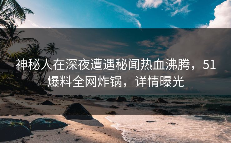 神秘人在深夜遭遇秘闻热血沸腾，51爆料全网炸锅，详情曝光