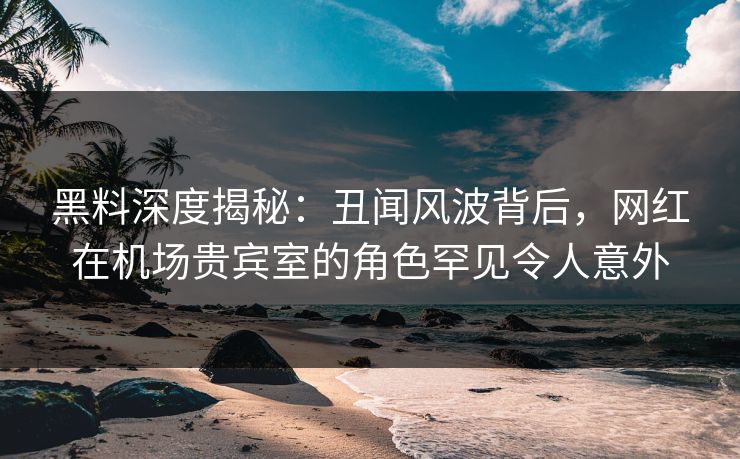 黑料深度揭秘：丑闻风波背后，网红在机场贵宾室的角色罕见令人意外