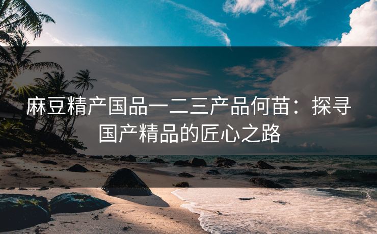 麻豆精产国品一二三产品何苗：探寻国产精品的匠心之路