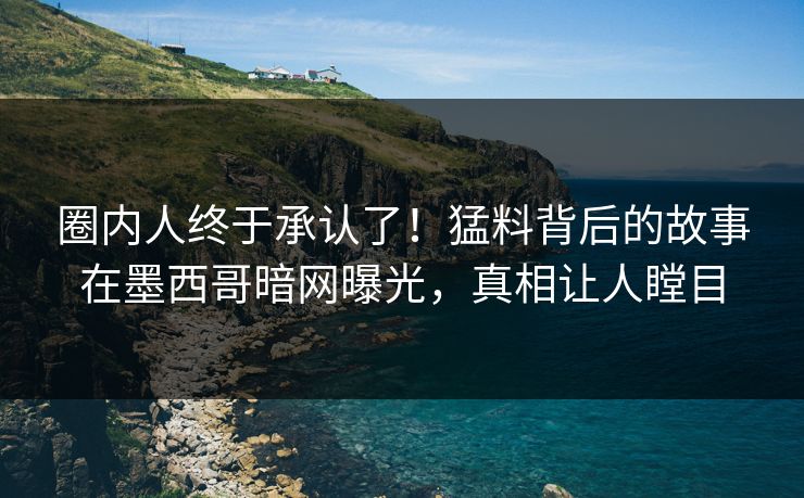 圈内人终于承认了！猛料背后的故事在墨西哥暗网曝光，真相让人瞠目