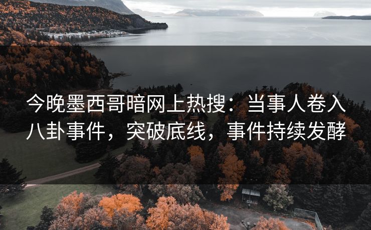 今晚墨西哥暗网上热搜：当事人卷入八卦事件，突破底线，事件持续发酵