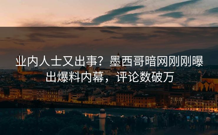 业内人士又出事？墨西哥暗网刚刚曝出爆料内幕，评论数破万