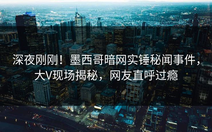 深夜刚刚！墨西哥暗网实锤秘闻事件，大V现场揭秘，网友直呼过瘾
