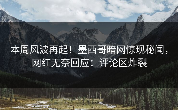 本周风波再起！墨西哥暗网惊现秘闻，网红无奈回应：评论区炸裂