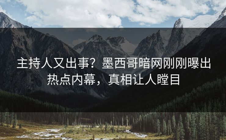 主持人又出事？墨西哥暗网刚刚曝出热点内幕，真相让人瞠目