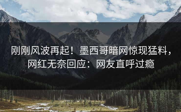 刚刚风波再起！墨西哥暗网惊现猛料，网红无奈回应：网友直呼过瘾